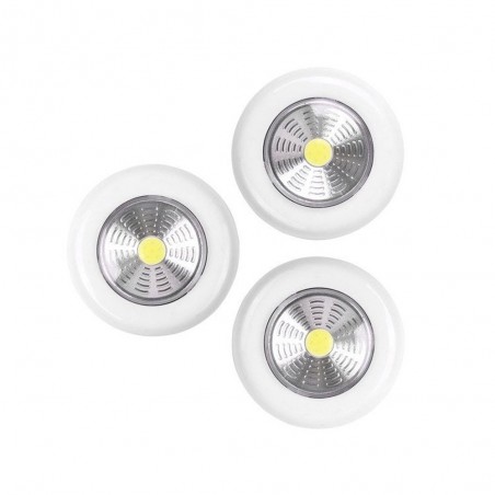 Lot de 3 éclairages bouton poussoir led àpile 3AAA blanc neutre