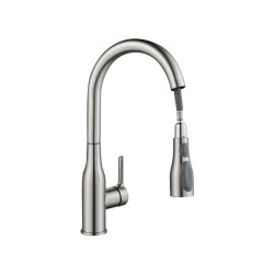 Robinet mitigeur cuisine avec douchette en acier mat Fanny -  - meilleure qualité