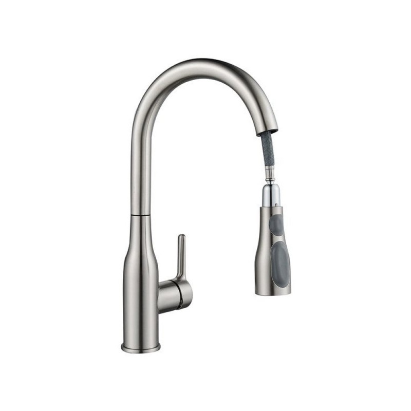 Robinet mitigeur cuisine avec douchette en acier mat Fanny -  - meilleure qualité