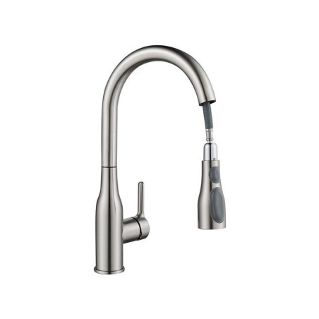 Robinet mitigeur cuisine avec douchette en acier mat Fanny -  - meilleure qualité