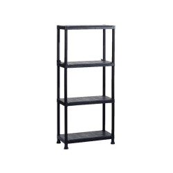 Etagère plastique noir sans 4 tablettes l.60xH.135xP.30