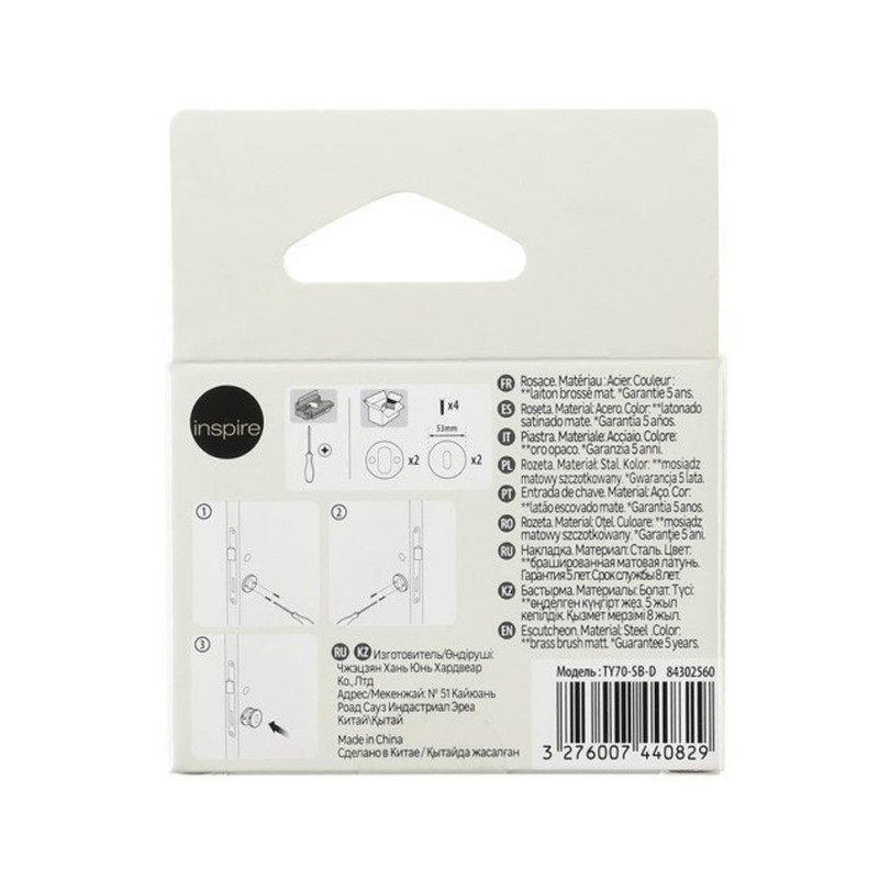 Lot de 2 rosaces L1 acierlaiton brossé trou de cylindre