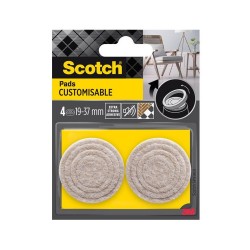 Lot de 4 patins feutre customisable prédécoupés 37 31 25 et 19 mm beige