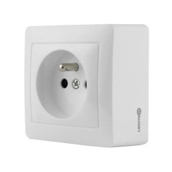 Prise 2 pôles + terre saillie surface blanc