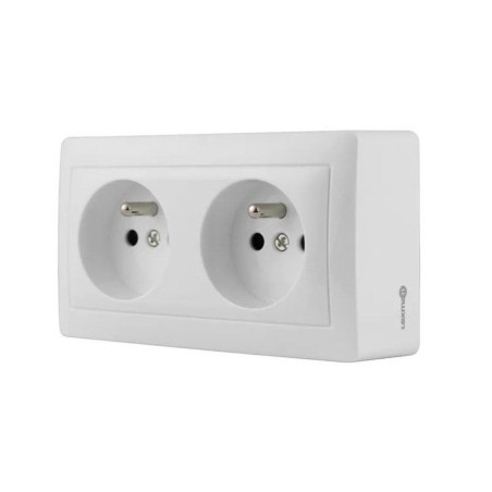 Double prise saillie surface blanc