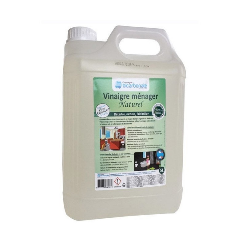 Vinaigre ménager naturel concentré à   14 degrés neutre 5L -  - meilleure qualité