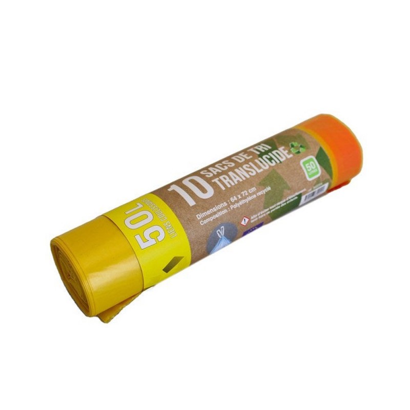 Sacs poubelles de tri jaune transparent avec lien coulissant 70 x 68 x 25cm 50L -  - meilleure qualité