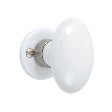 Bouton de porte porcelaine blanc nickelé matporcelaine Sans trou