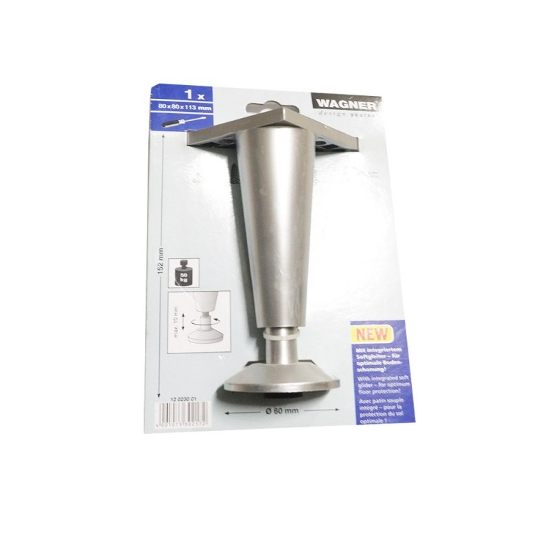 Pied fuseau-embase H152 réglable plast gris *