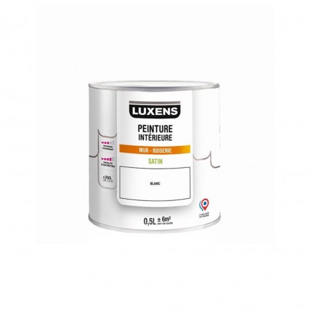 Peinture mur boiserie blanc satin LUXENS Murale 0.5l