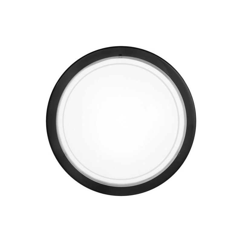 Plafonnier PLANET 1 E27 en métal noir et verre blanc satiné