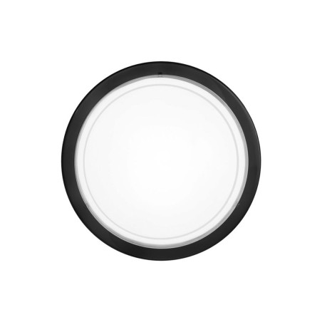 Plafonnier PLANET 1 E27 en métal noir et verre blanc satiné