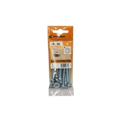 Lot de 8 Boulons Tête Cylindrique Acier Zingué L.50 X Diam.5 Mm Standers