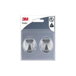 Lot de 2 crochets adhésif 3M argent 0.6 kg