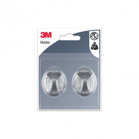 Lot de 2 crochets adhésif 3M argent 0.6 kg