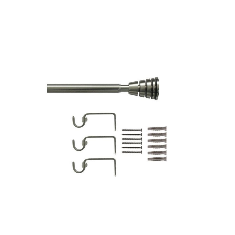 Kit de tringle à rideau Diam.16 mm Nickel mat 160-300 cm