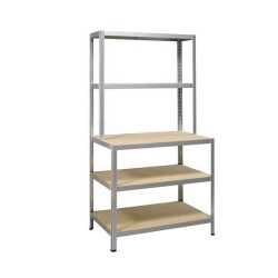 Etagère métal gris galvanisé strong work 5 tablettes l.100 x H.186 x P.60 cm