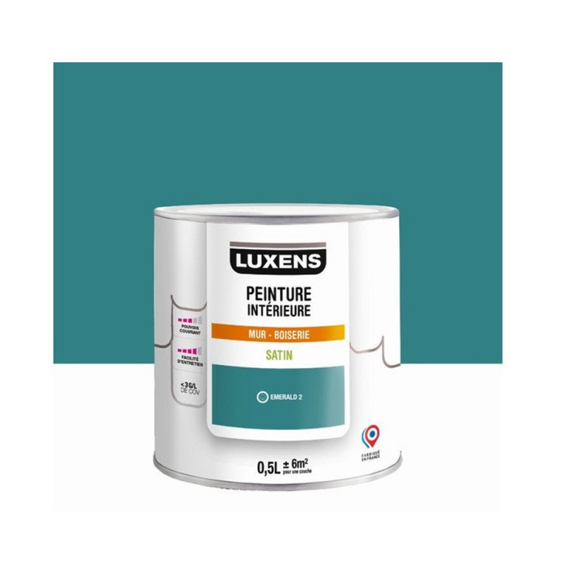 Peinture mur boiserie emerald 2 satin LUXENS Murale 0.5l