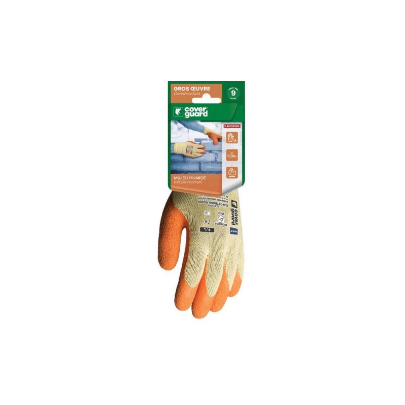 Gants de manutention (gros travaux) en latex 1LACO0P009 taille 9