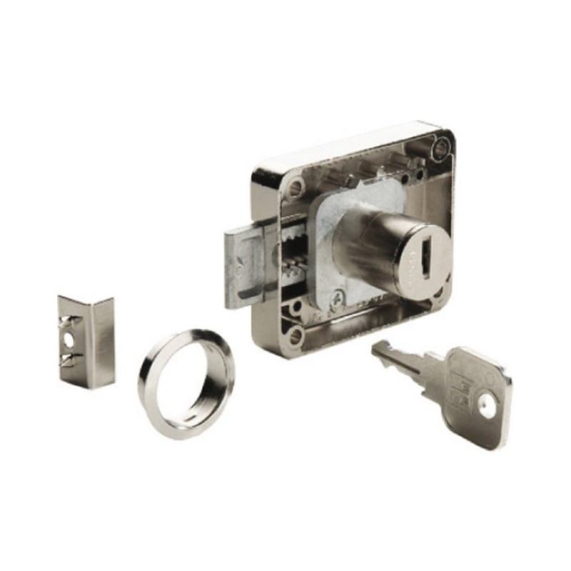 Serrure de meuble acier en applique40 Mm réversible