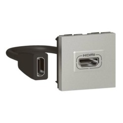 Prise HDMI Type-A version 2.0 préconnectorisée Mosaic 2 modules - alu