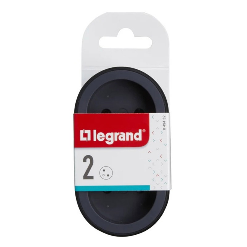 Fiche biplite avec 2 prises 2P+T frontales 16A 3680W - noir