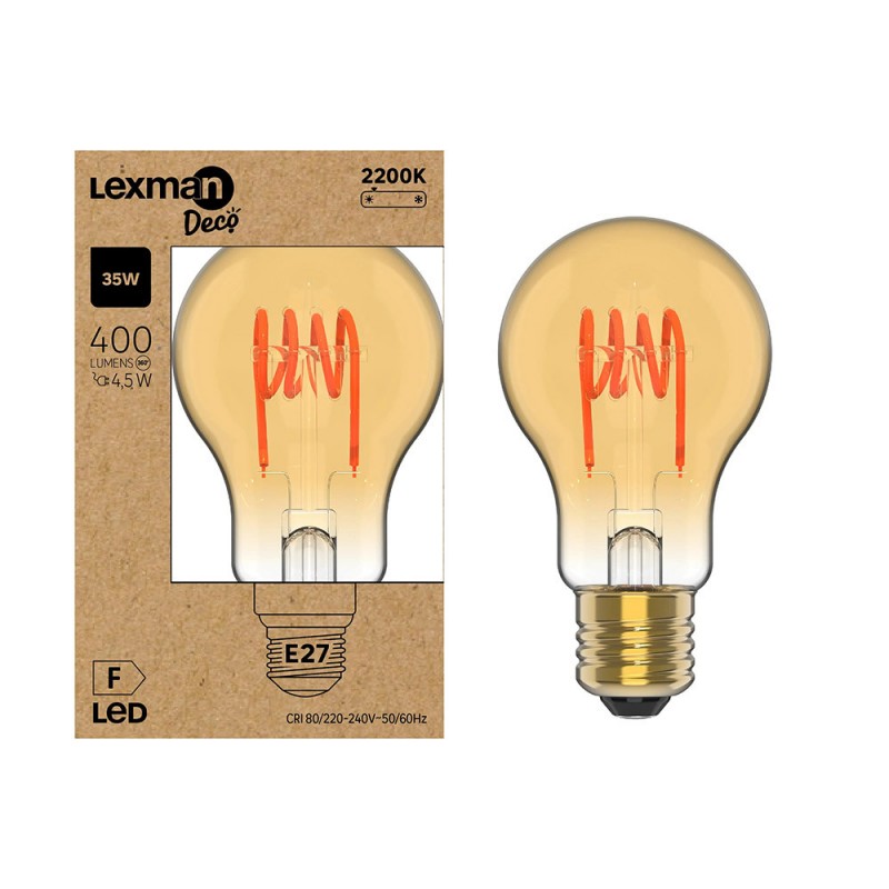 Ampoule led décorative filament spirale e27 400lm blanc très chaud