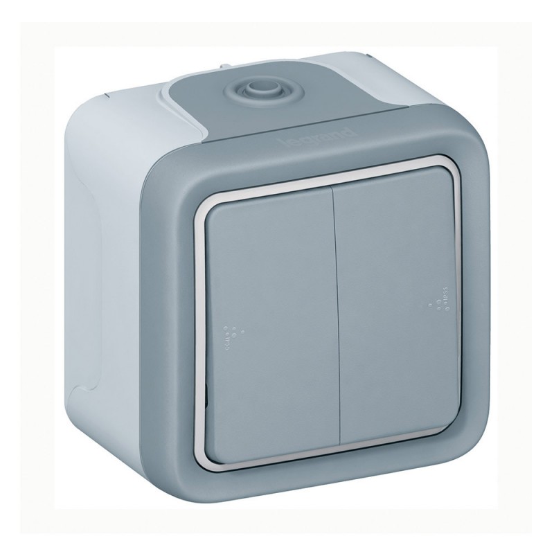 Double interrupteur ou va-et-vient Plexo apparent gris