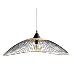 Suspension 1x e27 rotin noir - naturel SEYNAVE Kasteli D.65 cm