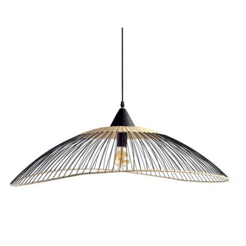 Suspension 1x e27 rotin noir - naturel SEYNAVE Kasteli D.65 cm