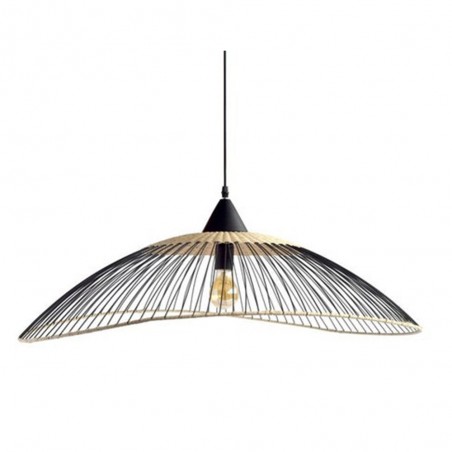 Suspension 1x e27 rotin noir - naturel SEYNAVE Kasteli D.65 cm
