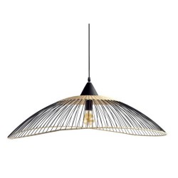 Suspension 1x E27 max 40 Wéthnique métal noir - naturel SEYNAVE Kasteli diam. 100 cm