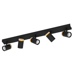 Spot CARTHAGENE bois et noir 5X45W GU10