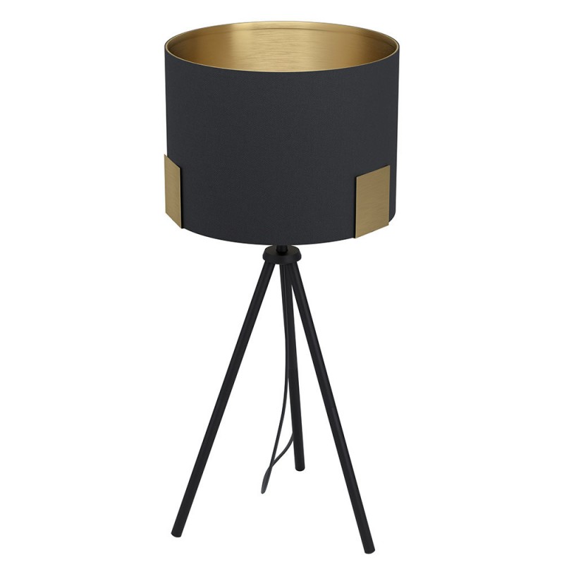 Lampe de table TORTOLA acier et noir E27 40W