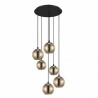 Suspension LEMORIETA en verre doré et noir 6XE27