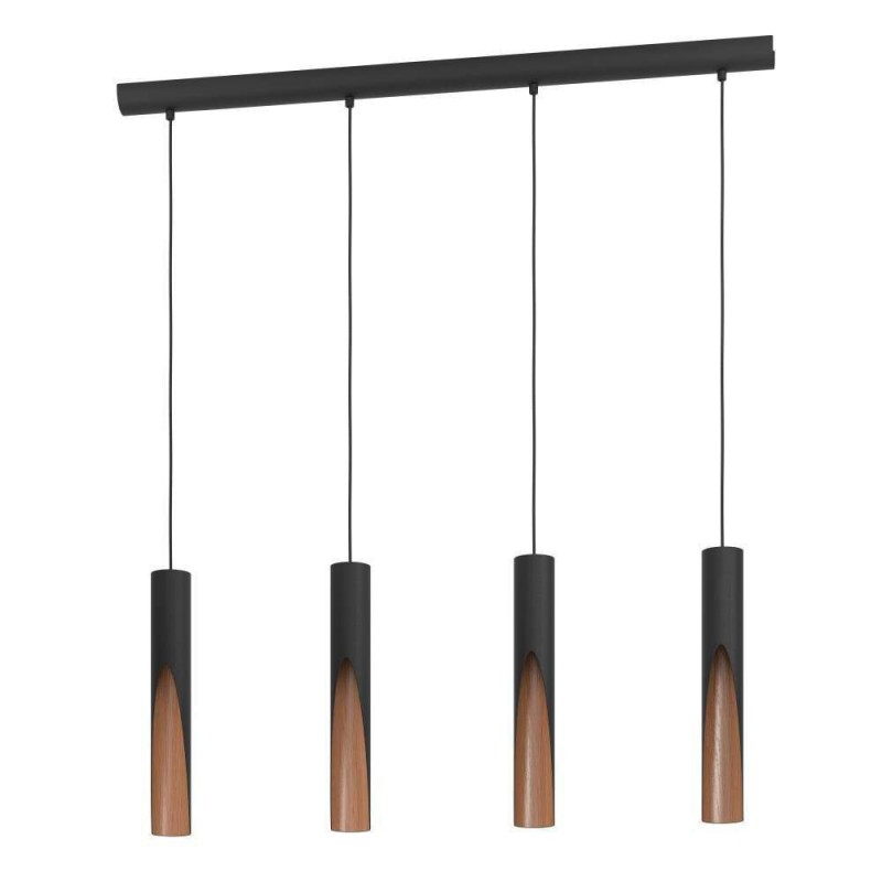 Suspension BARBOTTO noir et marron 4X45W GU10 H1100