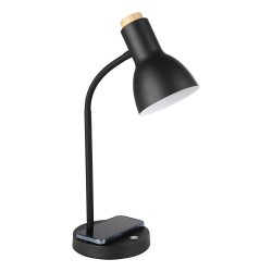 Lampe à poser VERADAL-QI LED 55W en acier et bois noir et marron 215x160x450mm