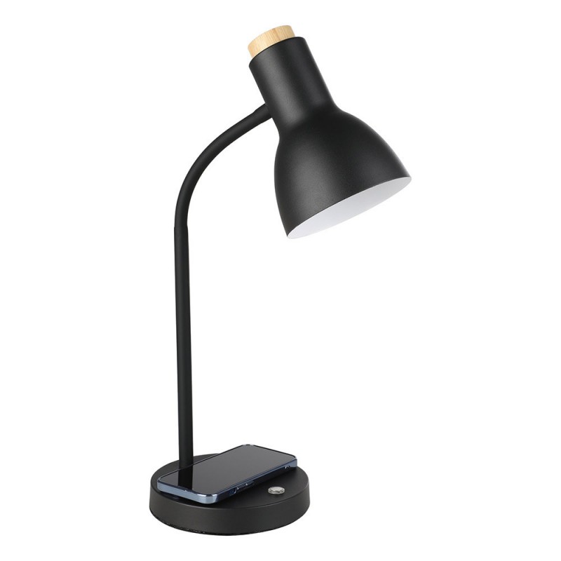 Lampe à poser VERADAL-QI LED 55W en acier et bois noir et marron 215x160x450mm