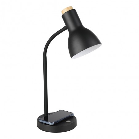 Lampe à poser VERADAL-QI LED 55W en acier et bois noir et marron 215x160x450mm