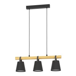 Suspension BOYLE en acier et bois 3XE27 60W
