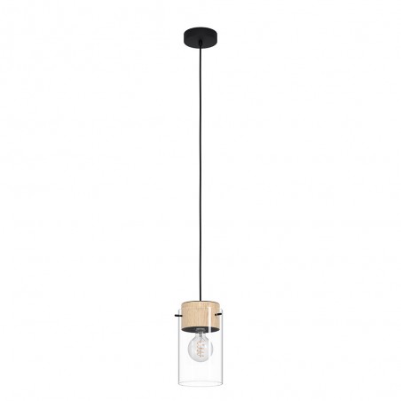 Suspension MADRESELVA en bois et verre 1XE27 40W