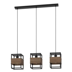 Suspension en bois marron EVESHAM 3XE27 40W