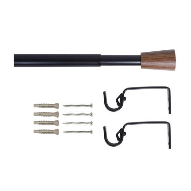 Kit de tringle à  rideau Crip Diam.19 mm Noir mat 120-210 cm