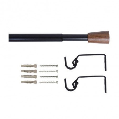 Kit de tringle à  rideau Crip Diam.19 mm Noir mat 120-210 cm