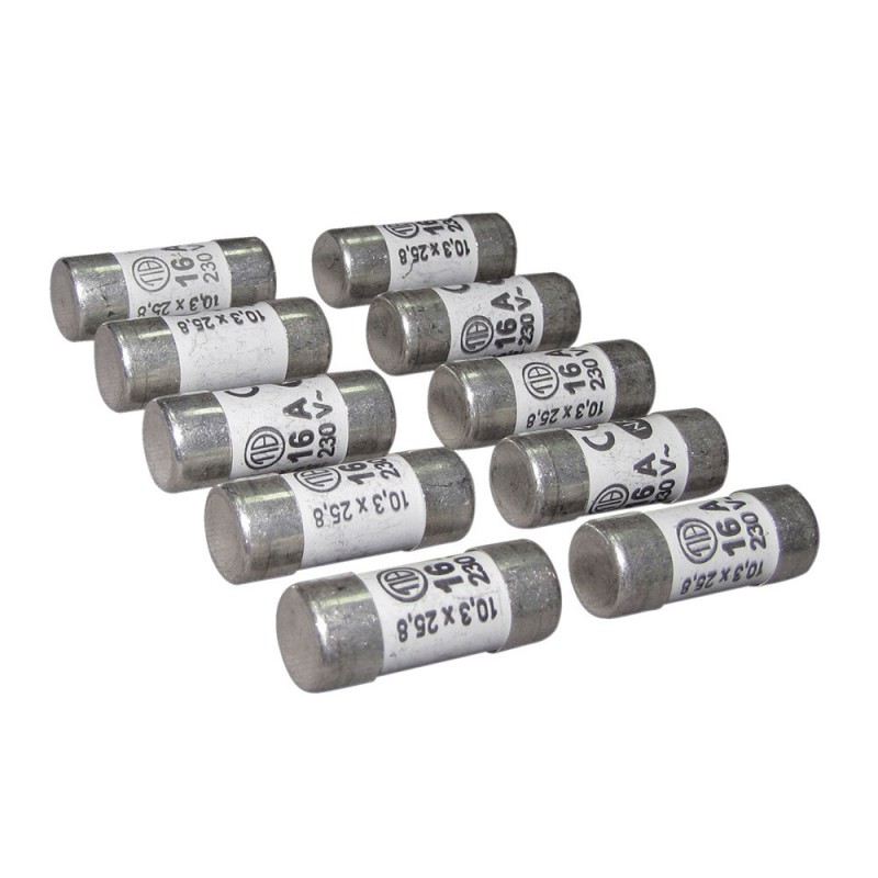Fusibles x10 céram 16A 10.3x25.8mm uv5