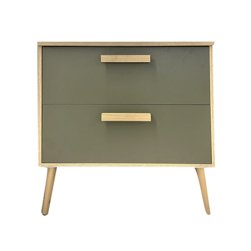 Meuble bas salle de bains OSLO 80cm vert et bois -  - meilleure qualité