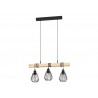 Suspension TABODI 3 x E27 L. 70 cm métal noir-bois