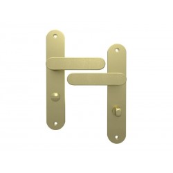 Ensemble de porte à condamnation aluminium laiton brossé entraxe 195 mm