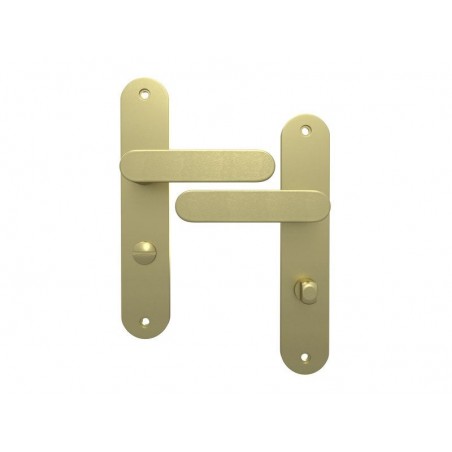 Ensemble de porte à condamnation aluminium laiton brossé entraxe 195 mm