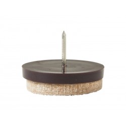 Lot de 4 patins feutre laine+clou marron 35mm